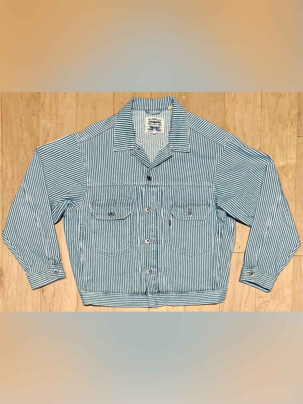 Levi's Made & Crafted Type 2 Denim Jacket Railroad Hickory Striped Big E Men’s M